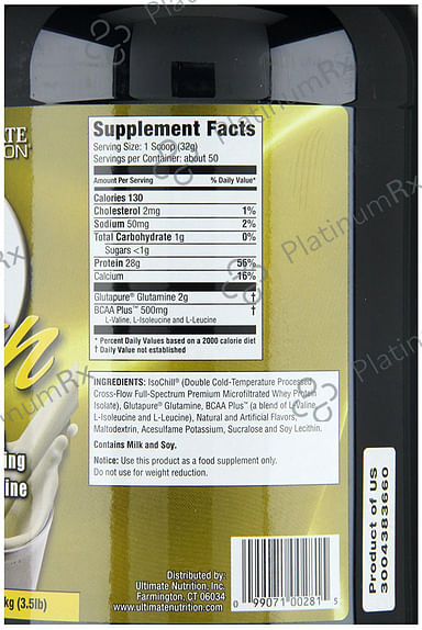 Ultimate Nutrition ISO Sensation 93 Whey Isolate Protein - Flavour Vanilla Bean Powder 2 lb