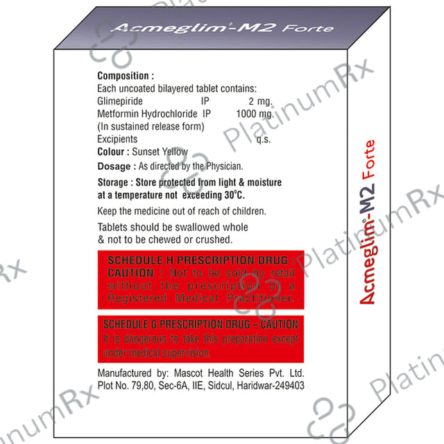 Acmeglim M 2/1000mg Forte Tablet SR 10s