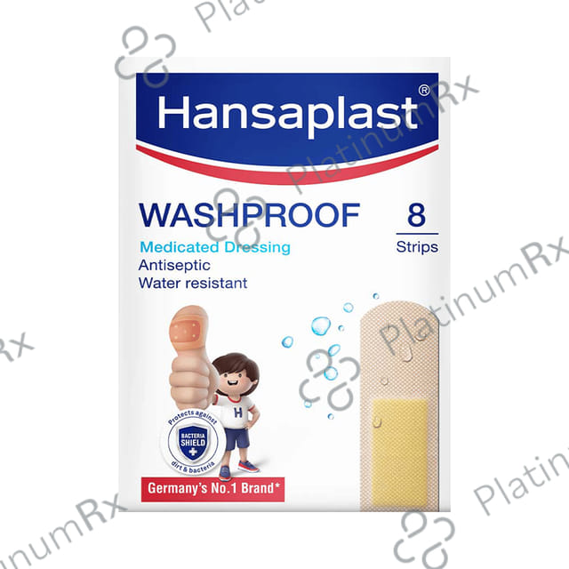Hansaplast Washproof Medicated Water Resistant Band Aid Strips 8s