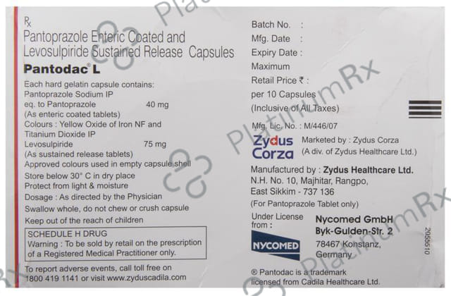 Pantodac L 75/40mg SR Capsule 10s