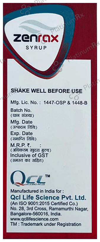 Zenrax 100mg Syrup 100ml