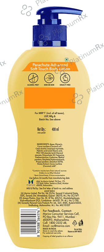 Parachute Advansed Body Lotion Honey Soft Touch 400 Lotion