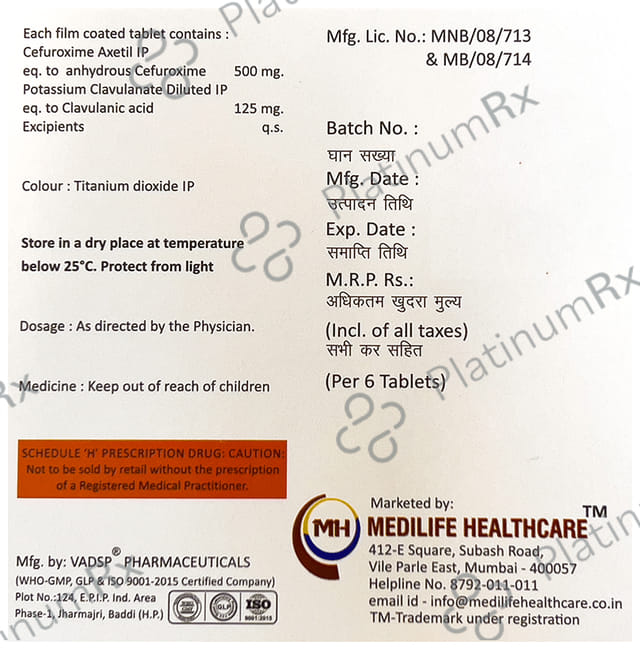 Cefurowell CV 500/125mg Tablet 6s