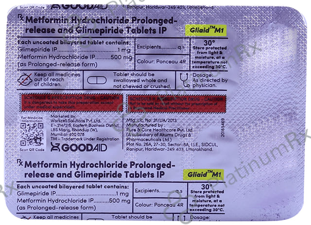 Gliaid M1/500mg Tablet PR 10s