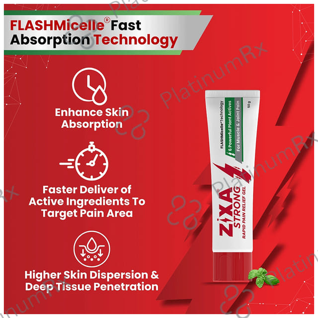 ZIXA Strong Fast Acting Pain Relief Gel - Dual action - Heals Back Pain, Muscle Pain, Knee Pain, Joint Pain (50gm Each) 2 Tubes