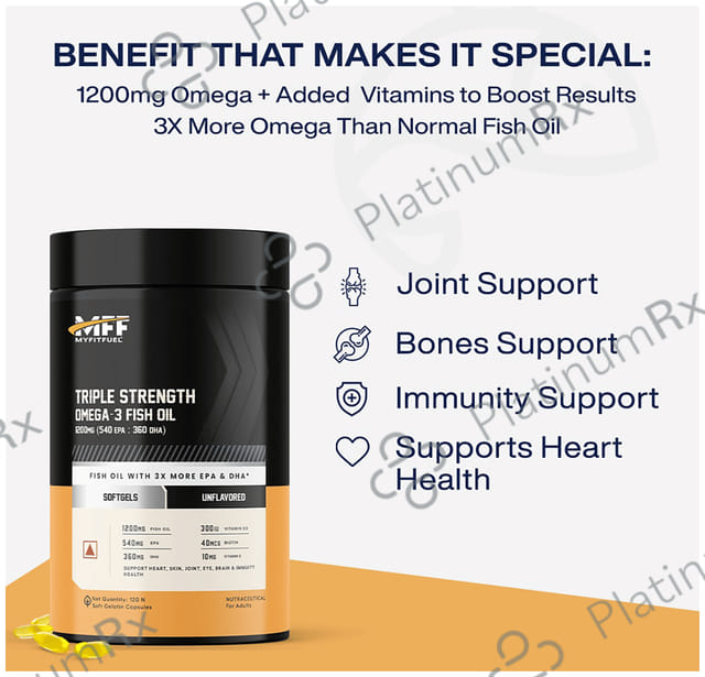 MyFitFuel Triple Strength Omega 3 Fish Oil 1200mg Soft Gelatin Capsule 60 capsules