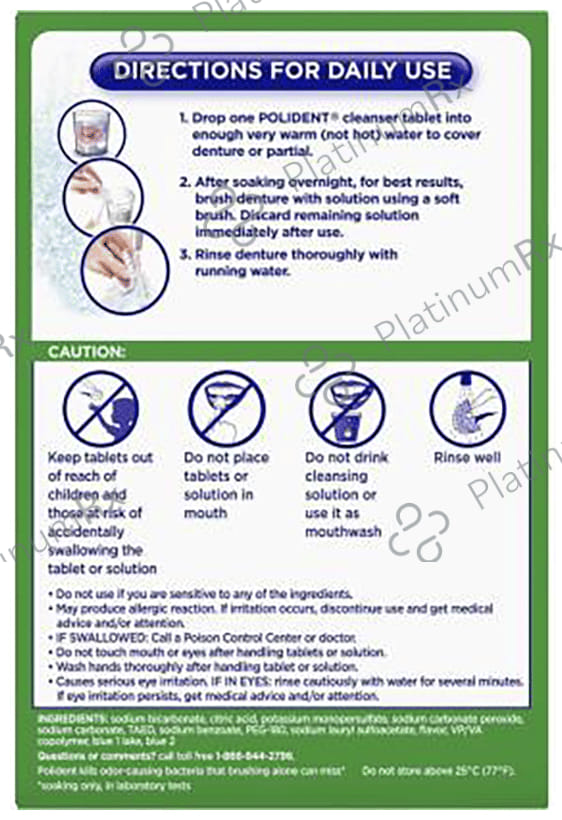 Polident Antibacterial Denture Cleanser Overnight Whitening Tablet 120s