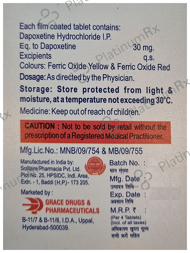 Grace Drugs & Pharmaceuticals Dapoxetine 30mg Tablet