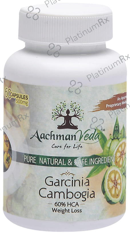 Aachman Veda Garcinia Cambogia 500mg 60% HCA Weight Loss Capsule (60 Each) 1 Bottle