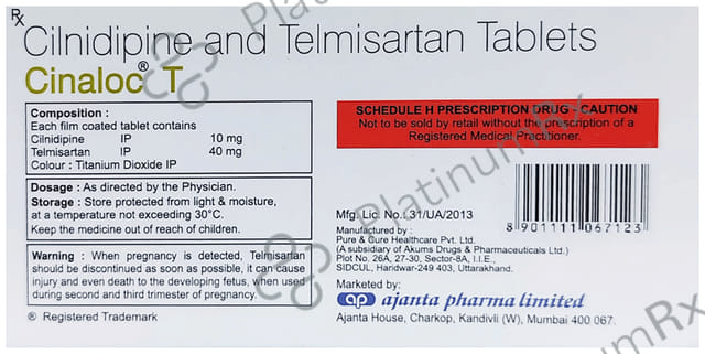 Cinaloc T 10mg/40mg Tablet