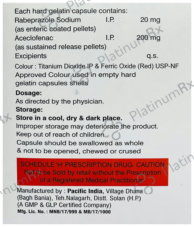 Acelive R 200/20mg Capsule SR 10s