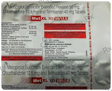 Met XL 3D 50/12.5/40mg Tablet ER 15s