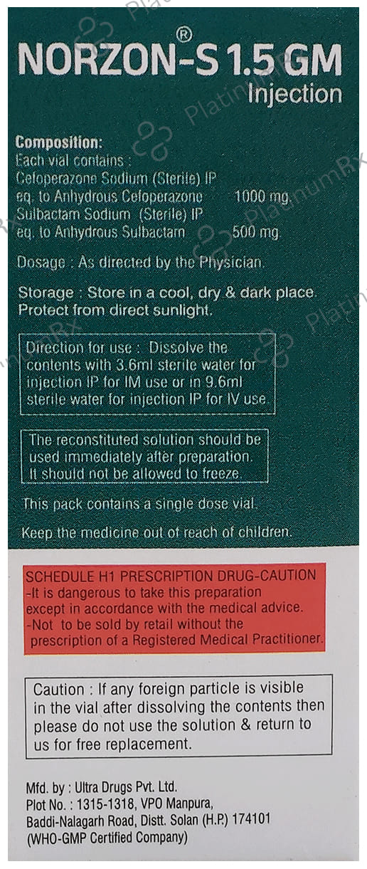Norzon S 1000/500mg Injection 1s