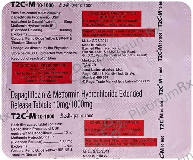 T2C M 10/1000mg Tablet 15s