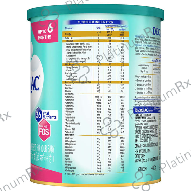 Dexolac Stage 1 (Upto 6 Months) Baby Formula Powder 400gm