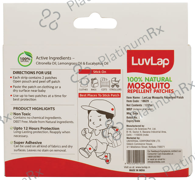 LuvLap 100% Natural Mosquito Repellent Patch 12 patches