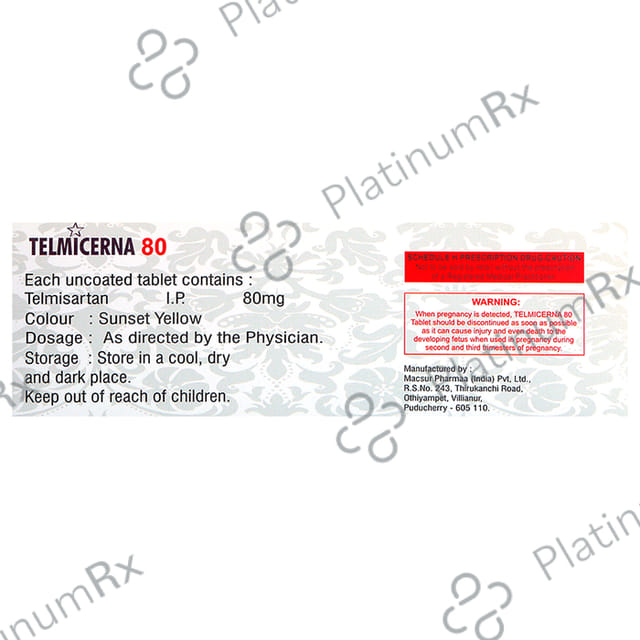 Telmicerna 80mg Tablet 10s