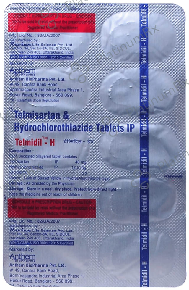 Telmidil H 12.5/40mg Tablet 10s