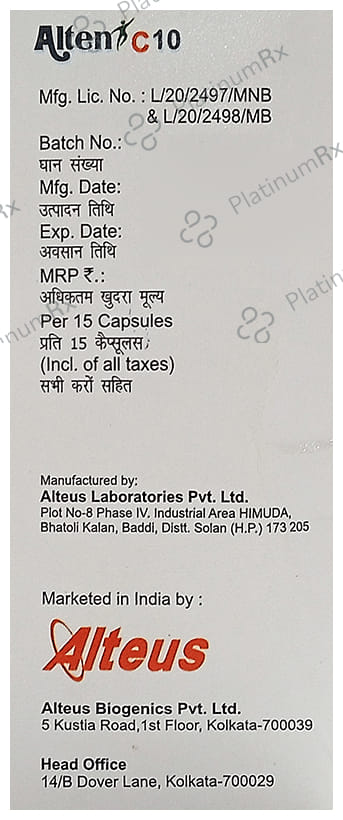 Alten C 10/75mg Capsule 15s