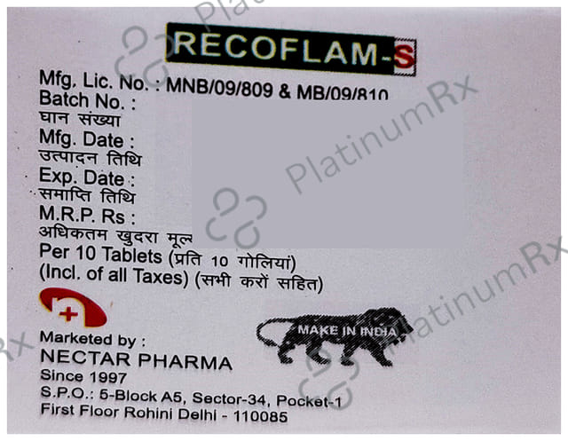 Recoflam S 50mg/10mg Tablet
