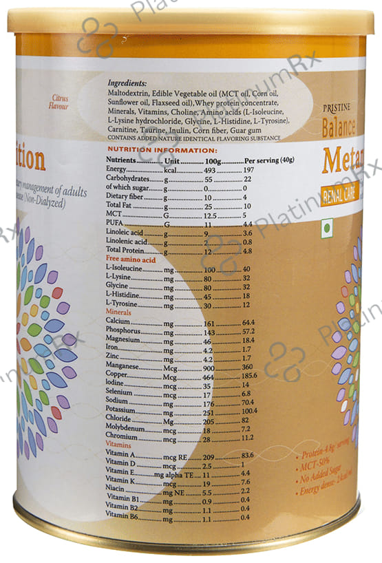 Pristine Balance Metanutrition Renal Care Powder Citrus