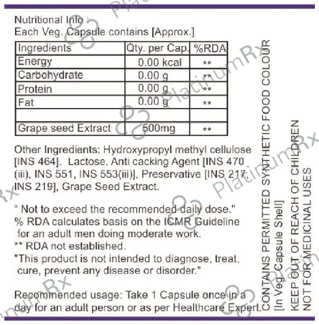 Nutrigrow Grape Seed Extract Veg Capsule 60 vegicaps
