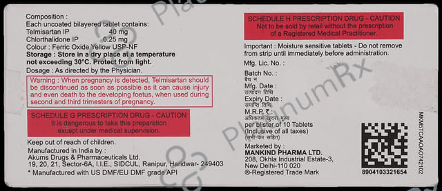 Telmikind CT 40/6.25mg Tablet 10s