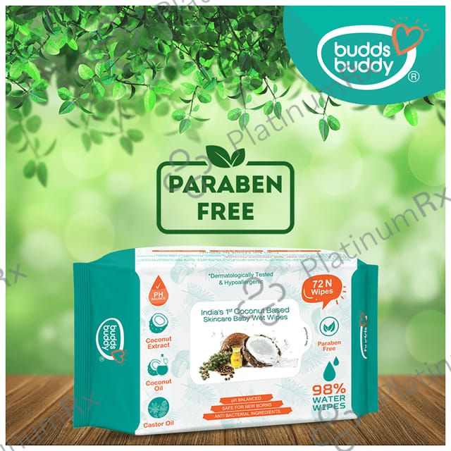Buddsbuddy India's 1st Coconut Based Skincare Baby Wet Wipes (72 Each) 1 Pack