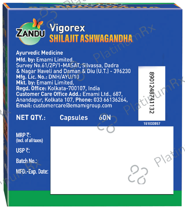 Zandu Vigorex Shilajit Ashwagandha Capsule