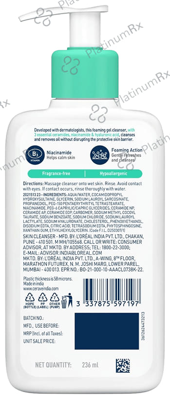 CeraVe Foaming Cleanser for Normal & Oily Skin 236 ml