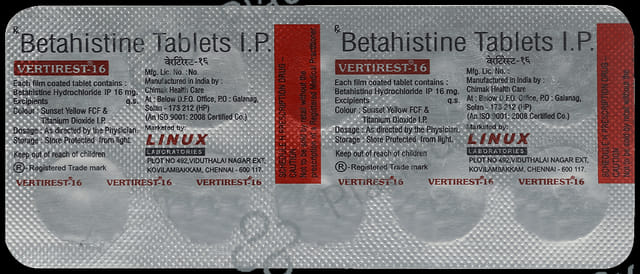 Vertirest 16mg Tablet 10s