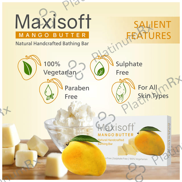 Maxisoft Mango Butter Bathing Bar (75gm Each) 3 units