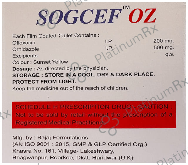 Sogcef OZ 200mg/500mg Tablet
