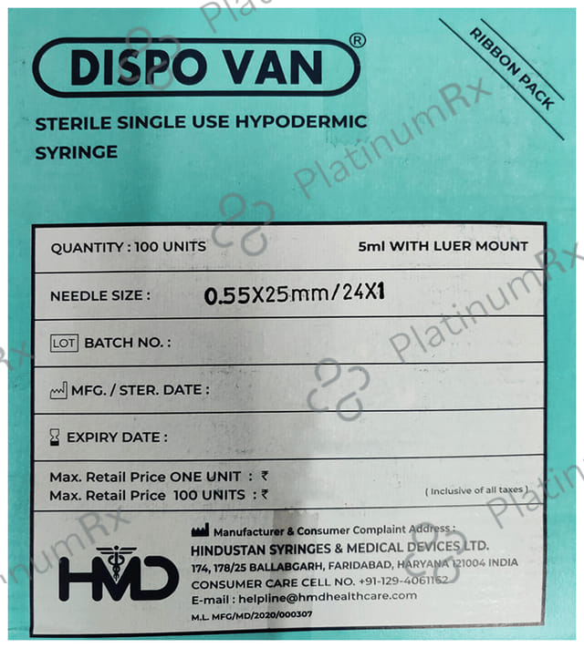 Dispovan Syringe with Needle (1 x 5ml)