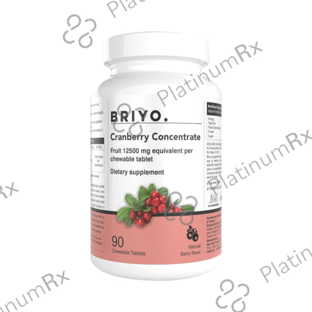 Briyo Cranberry Concentrate Chewable Tablet (Equivalent To 2000 Mg Cranberry Fruit) Natural Berry