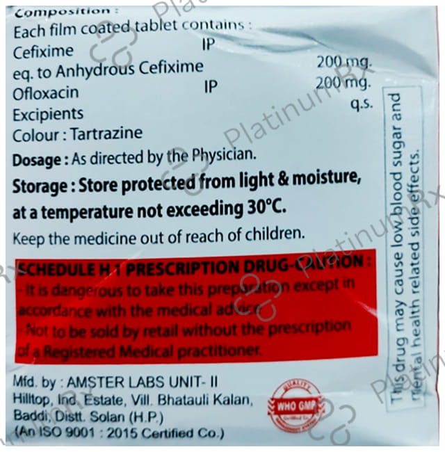 Cefoxin 200mg/200mg Tablet