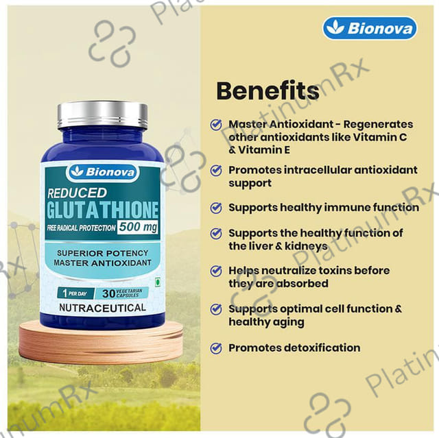 Bionova Reduced Glutathione 500mg Vegetarian Capsule