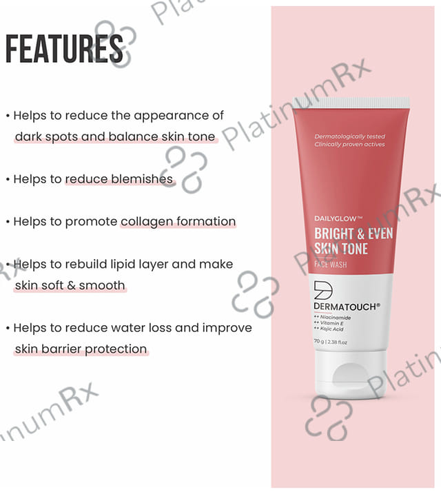 Dermatouch Dailyglow Bright & Even Skin Tone Face Wash 70 gm