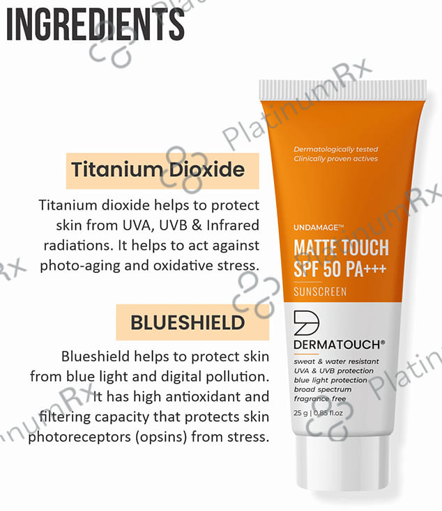 Dermatouch Undamage Matte Touch SPF 50 PA+++ Sunscreen Cream 25gm