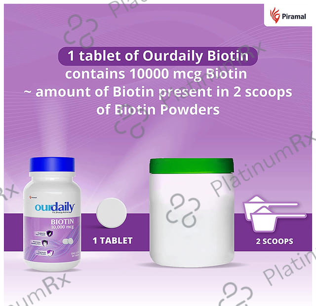 OurDaily Biotin 10000mcg for Healthy Hair, Skin & Nails Tablet 60s