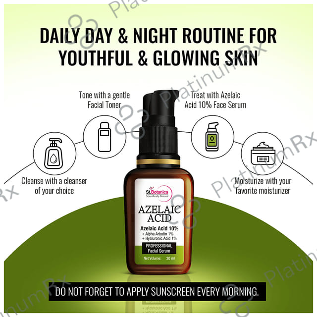 St.Botanica Azelaic Acid 10% + Alpha Arbutin 1% + Hyaluronic Acid 1% Professional Facial Serum