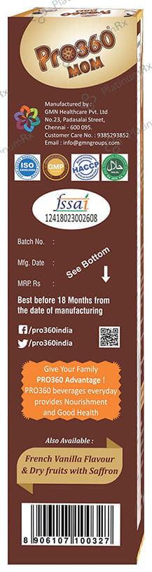 Pro360 Mom Protein Supplement for Pregnancy & Lactation - No Added Sugar - Flavour Swiss Chocolate 400 gm