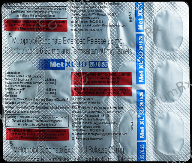 Met XL 3D 25/6.25/40mg Tablet ER 15s