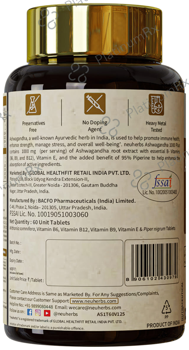 Neuherbs Ashwagandha 1000 Plus Tablet