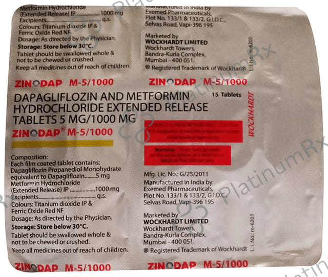 Zinodap M 5/1000 Tablet ER