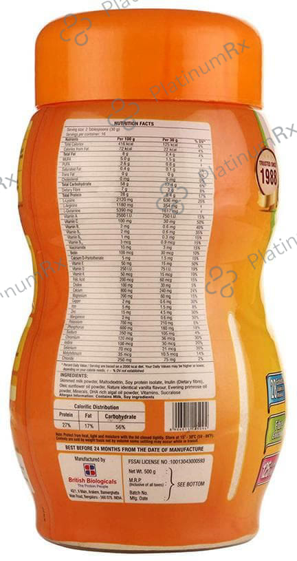 D Protin Nutritional Supplement Powder Flavour Vanilla 500gm