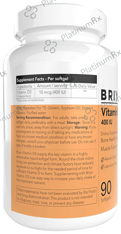 Briyo Vitamin D3 400IU Softgel Capsule