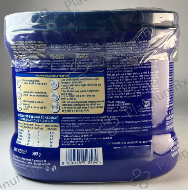 New Similac Classic Infant Formula Stage 1 (Up to 6 months) Powder Jar 200gm