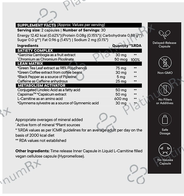 Wellbeing Nutrition Slow Burn with L-Carnitine, Caffeine & Chromium for Weight Management - Capsule