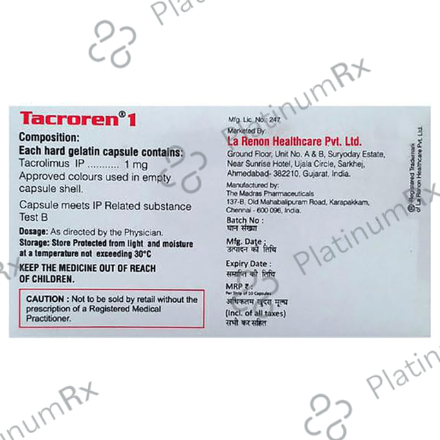 Tacroren 1mg Capsule 10s